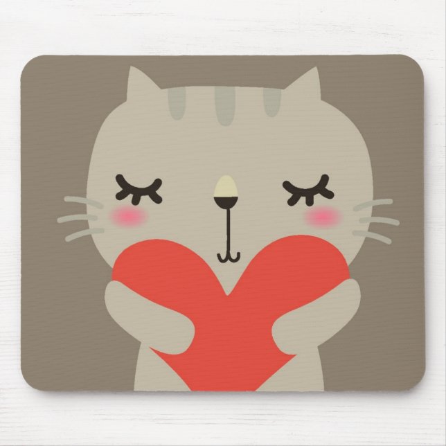 Cute rabbit with love mouse mat (Front)