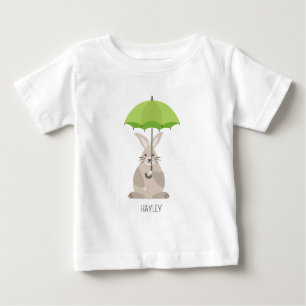 Cute rabbit with umbrella custom name baby T-Shirt