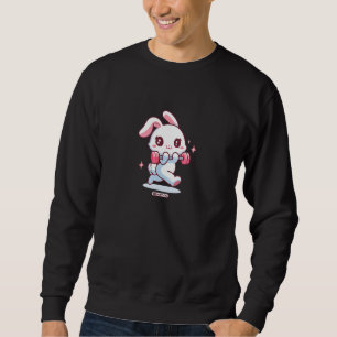 Cute Rabbit Workout Cool Vegan Woman Fitness Gym T Sweatshirt