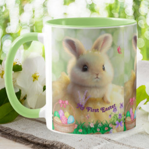 Cute Rabbit yellow dress First Easter Personalised Mug