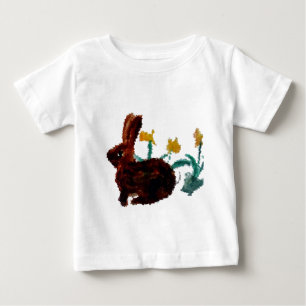 Cute Rabbit Yellow Flowers Baby T-Shirt