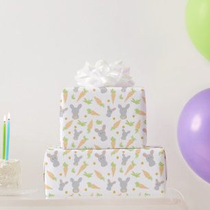 Cute Rabbits and Carrots Easter Gift Wrapping Paper