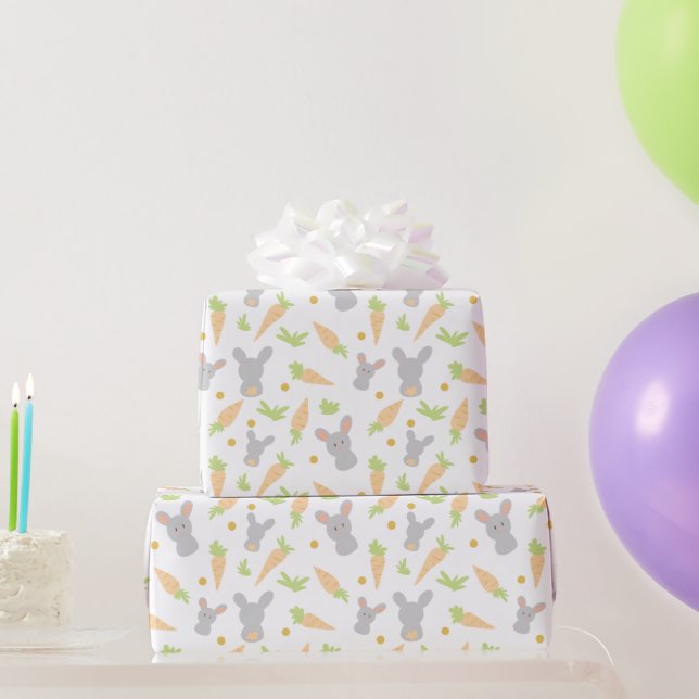 Cute Rabbits and Carrots Easter Gift Wrapping Paper (Party Gifts)