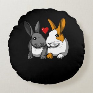 Cute Rabbits Bunny Animal Couple In Love Round Cushion