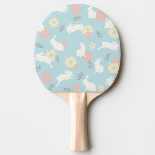 Cute Rabbits Flowers Pattern Ping Pong Paddle