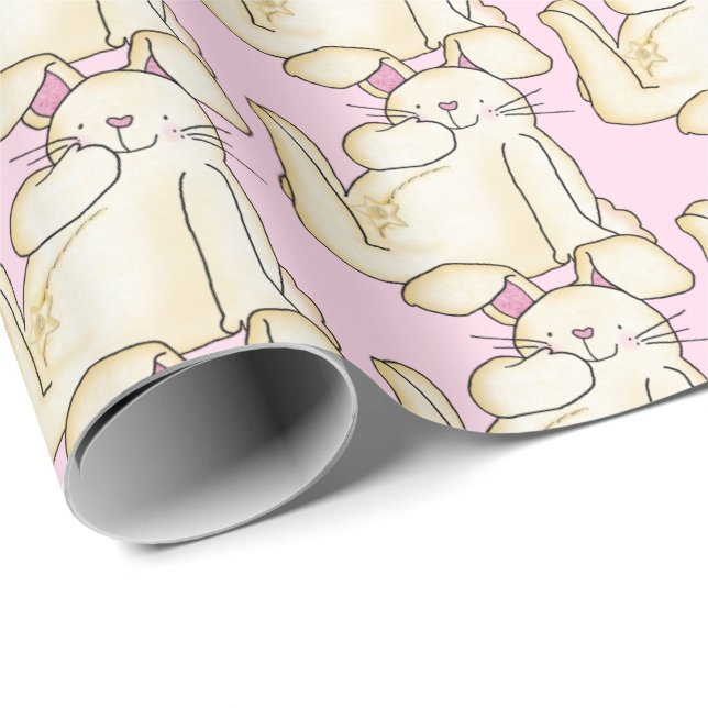 cute rabbits on pink wrapping paper (Roll Corner)