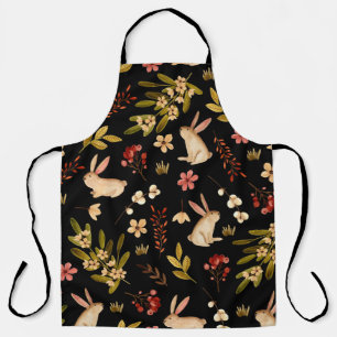 Cute Rabbits: Watercolor Hand-Drawn Pattern Apron
