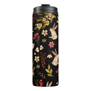 Cute Rabbits: Watercolor Hand-Drawn Pattern Thermal Tumbler
