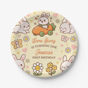 Cute Rabbits Whimsical Easter Kids' Birthday Party Paper Plate