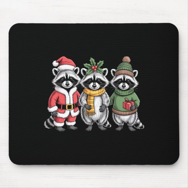 Cute Raccoon Christmas Funny Holiday Santa Claus A Mouse Mat (Front)