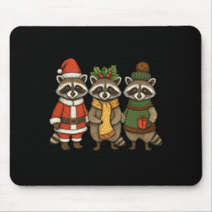 Cute Raccoon Christmas Funny Holiday Santa Claus A Mouse Mat