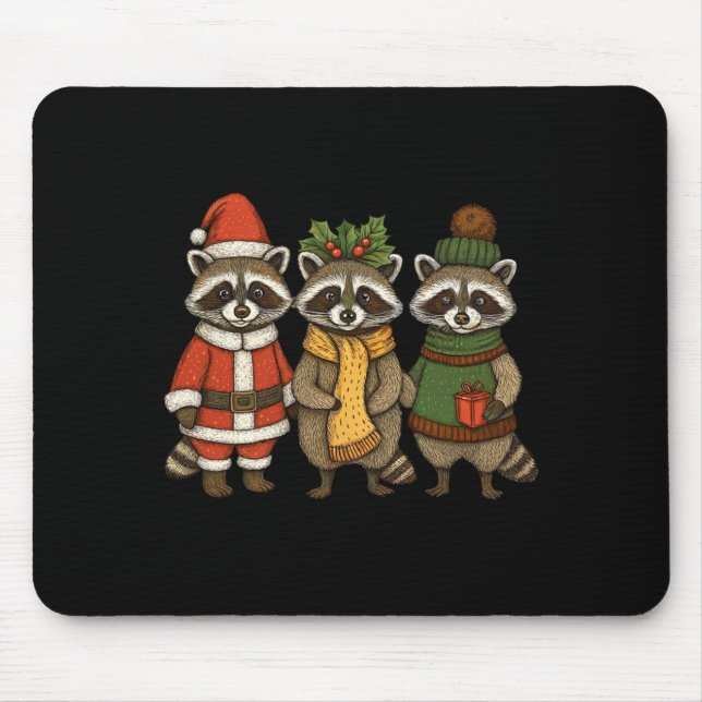 Cute Raccoon Christmas Funny Holiday Santa Claus A Mouse Mat (Front)