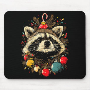 Cute Raccoon Christmas Ornaments Festive Xmas Fore Mouse Mat