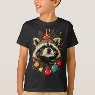 Cute Raccoon Christmas Ornaments Festive Xmas Fore T-Shirt