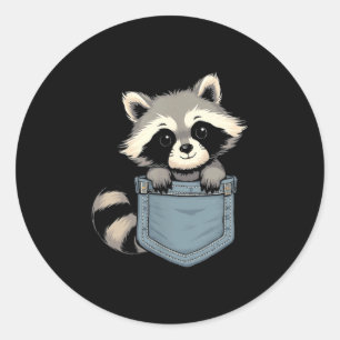 Cute Raccoon Cket Funny For Mens Womens Kids Racco Classic Round Sticker