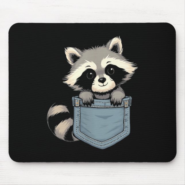 Cute Raccoon Cket Funny For Mens Womens Kids Racco Mouse Mat (Front)