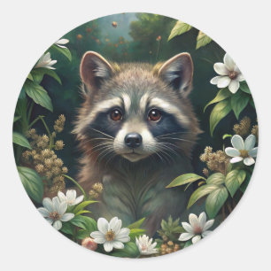 Cute Raccoon Classic Round Sticker