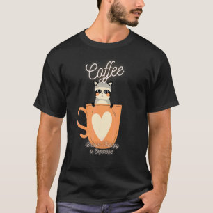 Cute Raccoon  Coffee Because Therapy Is Expensive T-Shirt