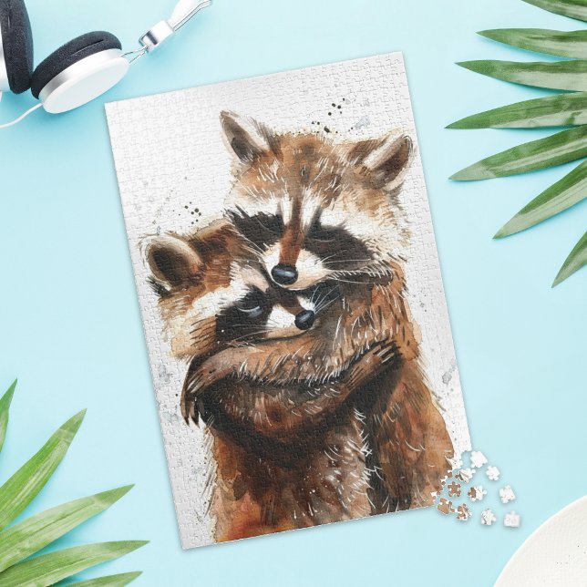 Cute Raccoon Couple Love Jigsaw Puzzle (Creator Uploaded)