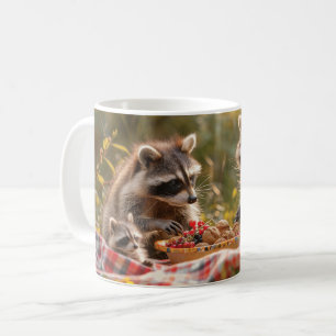 Cute raccoon family having a picnic coffee mug