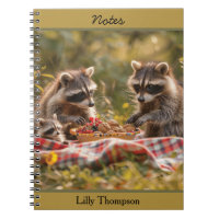 Cute raccoon family having a picnic