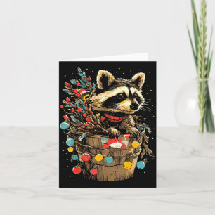 Cute Raccoon Festive Winter Scenery Forest Animal  Card