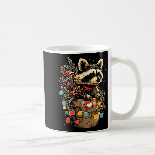 Cute Raccoon Festive Winter Scenery Forest Animal  Coffee Mug (Right)