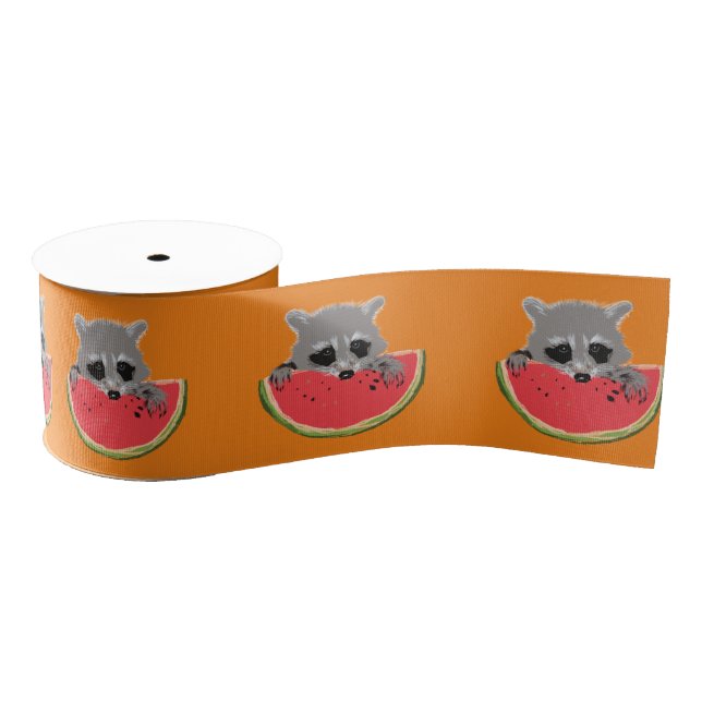 Cute Raccoon Grosgrain Ribbon (Spool)