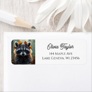 Cute Raccoon in Fall Leaves