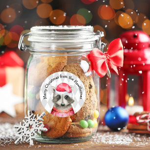 Cute Raccoon in Red Santa Hat Christmas Classic Round Sticker