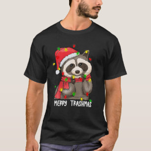 Cute Raccoon Lover Christmas Tree Lights Xmas Merr T-Shirt