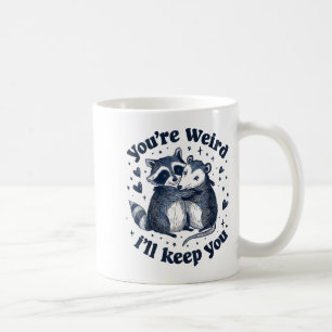 Cute Raccoon Opossum Hugging Quirky Couple Friends Coffee Mug