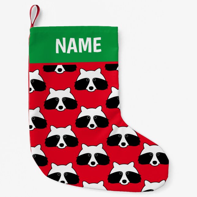 Cute raccoon print Holiday sock Christmas stocking (Front)