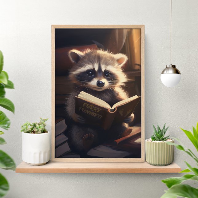 Cute Raccoon Reading a Book Poster (Creator Uploaded)