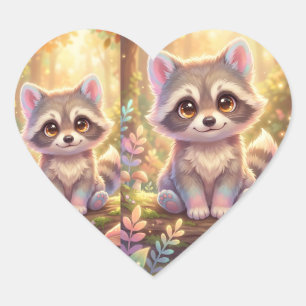 Cute Raccoon Sticker – Soft Forest Calm 