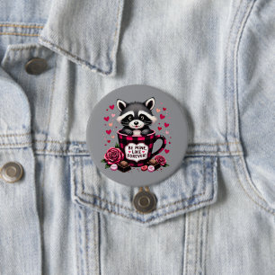Cute Raccoon Valentine Buffalo Plaid Aesthetic 7.5 Cm Round Badge