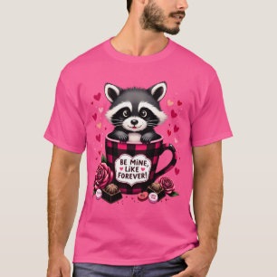 Cute Raccoon Valentine Buffalo Plaid Aesthetic T-Shirt