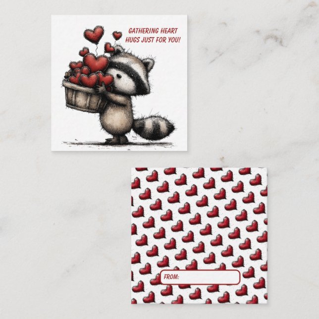 Cute Raccoon Valentine Card (Front/Back)