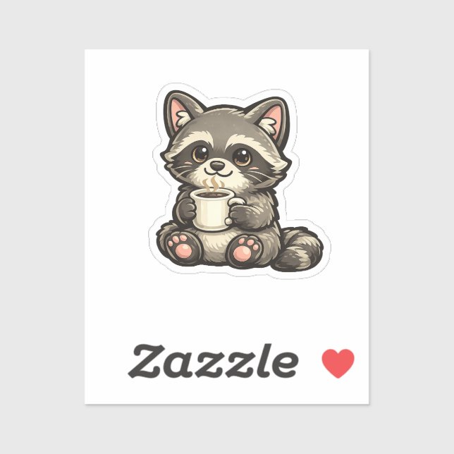 Cute Raccoon with Coffee – Cozy Kawaii Animal (Sheet)