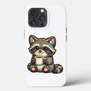 Cute Raccoon with Coffee – Cozy Kawaii Animal iPhone 13 Pro Case