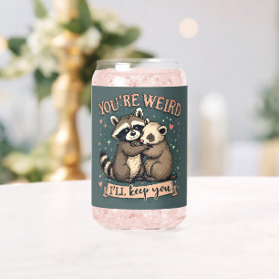 Cute Raccoons Woodland Quirky Love Art Can Glass