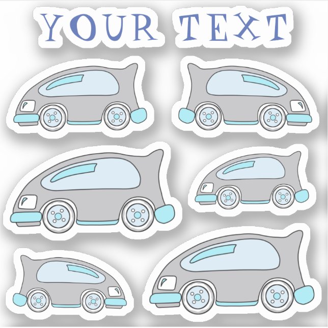 Cute Race Car Cartoon Drawing Name Kids Sticker (Front)