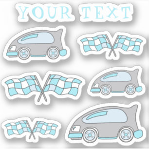 Cute Race Car Finish Flag Your Text Kids