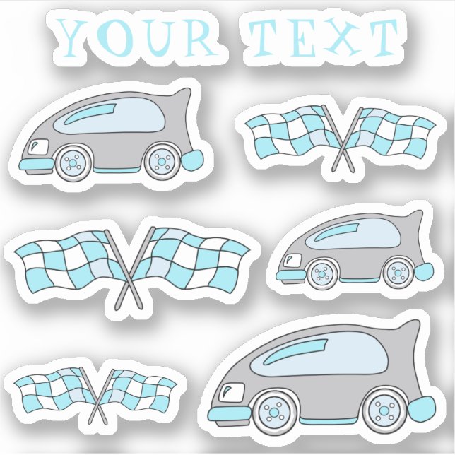 Cute Race Car Finish Flag Your Text Kids (Front)