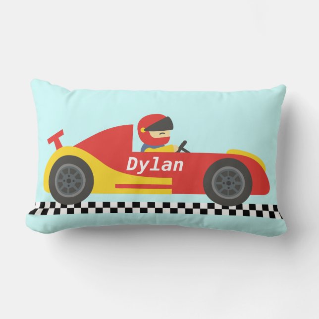 Cute Race Car For Boys Lumbar Cushion (Front)