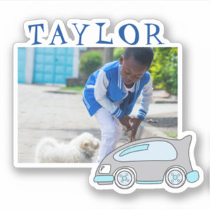 Cute Race Car Name Photo Kids Sticker