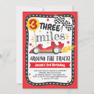 Cute Race Card Racetrack Kids Boy Birthday Party