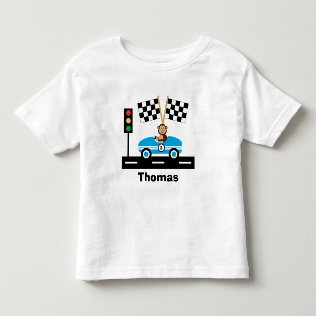 Cute Racecar T-Shirt with Monkey (Front)