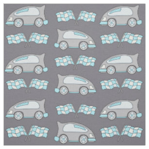 Cute Racing Car and Flag Pattern Kids Fabric
