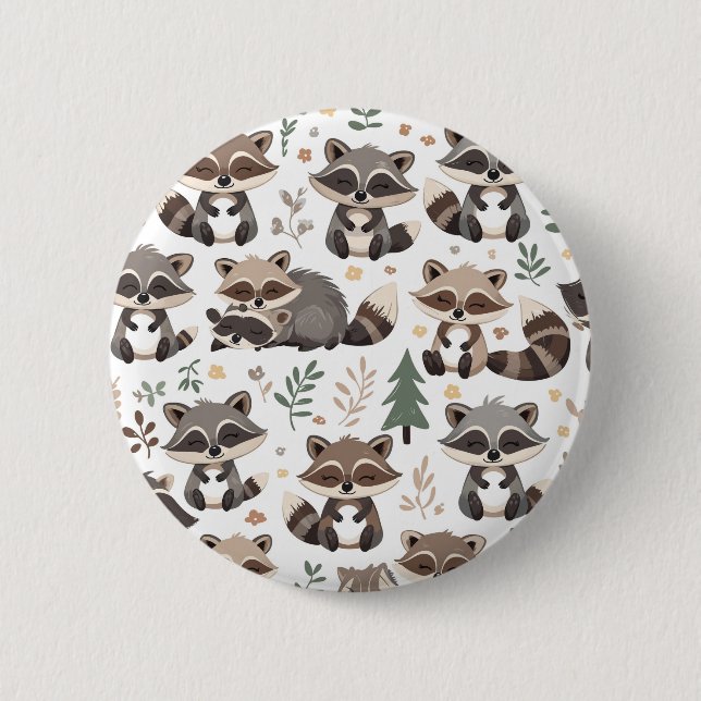 Cute racoon 6 cm round badge (Front)